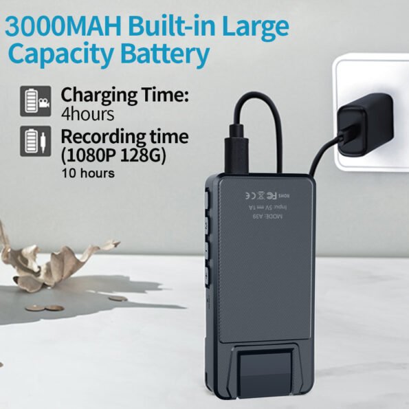 Body Mount HD Mini Camera 1080P 3000mAh Camcorder 180° Rotating Camera