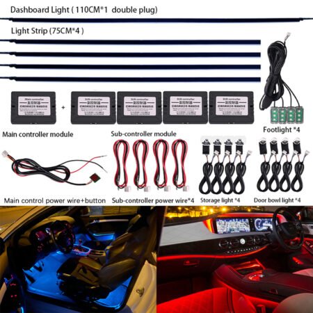 64 Color Ambient Light For Car Interior RGB Bluetooth App Control 12V