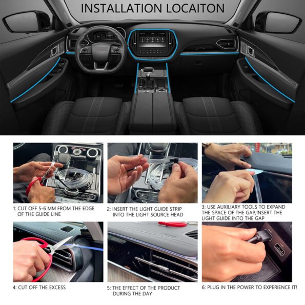Car Ambient Interior Light App Control Car Fiber Optic Strip Light RGB LED
