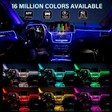 Car Ambient Interior Light App Control Car Fiber Optic Strip Light RGB LED